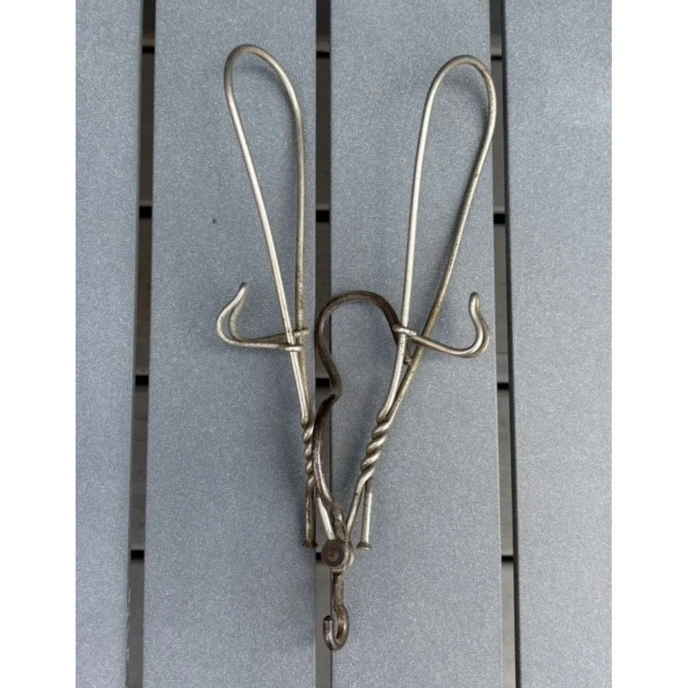 Vintage heavy duty twisted wire clothes hangers folding 1930's steampunk